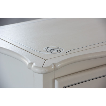 Comoncino 2 cassetti bianco dettaglio decorazione foglia argento