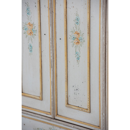 Scarpiera avorio anticato con fiori e cornici ocra