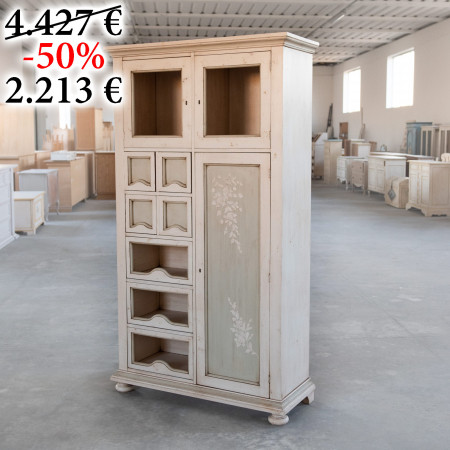 Dispensa 3 ante e 7 cassetti con pannelli decorati