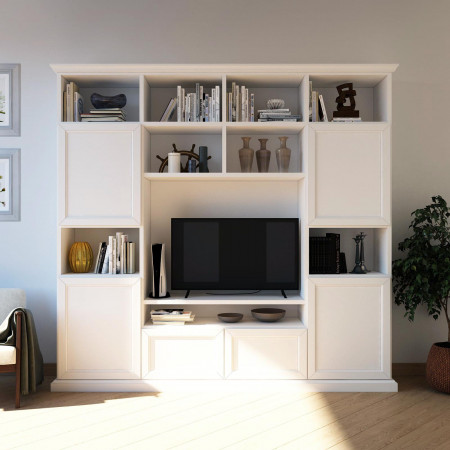 Mobile in legno neoclassico su misura, composizione porta TV