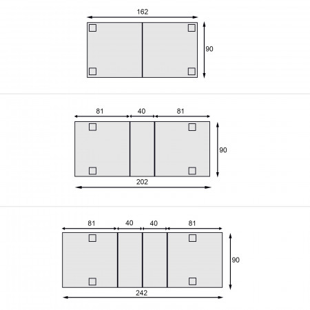 Tavolo rettangolare allungabile 162/242x90