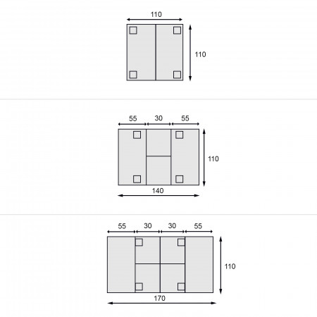 Tavolo quadrato allungabile 110/170x110