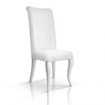 Sedia imbottita con schienale liscio, dettaglio sagoma