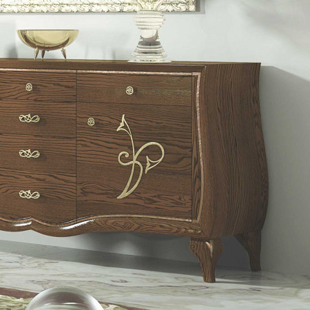 Credenza 2 ante con decoro e 6 cassetti in rilievo