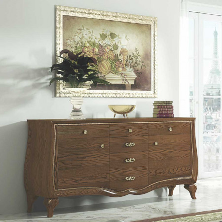 Credenza 2 ante liscie e 6 cassetti