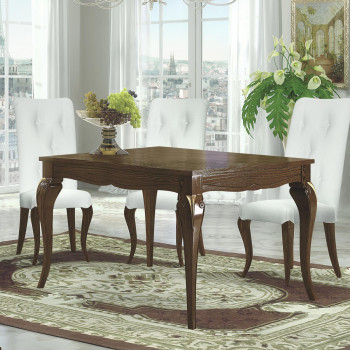 Tavolo quadrato allungabile 110x110 a 170x110, dettaglio gambe sagomate