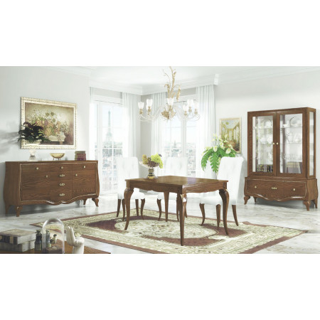 Sala da pranzo stile classico contemporaneo, dettaglio vetrina