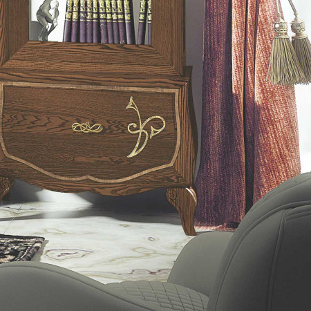 Composizione con porta TV dettaglio decorazione floreale