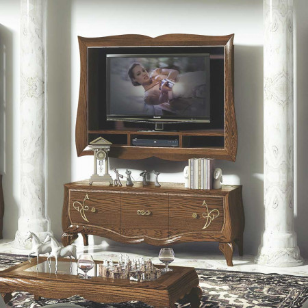 Composizione con porta TV in legno frassino, dettaglio