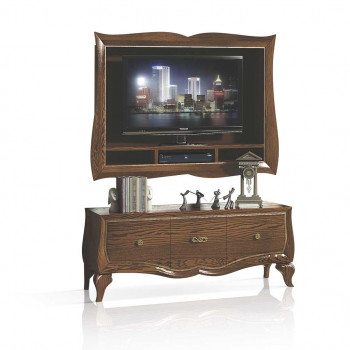 Composizione porta TV base 3 cassetti lisci, dettaglio cornice sagomata