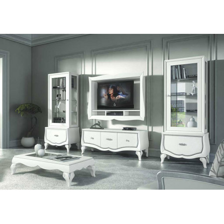 Composizione porta tv e 1 base 3 cassetti, dettaglio cornice sagomata