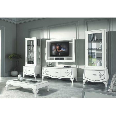Composizione porta TV e vetrina dettaglio sagomato