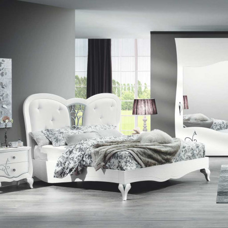 Comodino con 2 cassetti e decoro in legno, camera da letto
