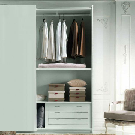 Interno armadio a 2 ante con specchi e cassettiera