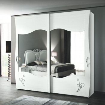 Armadio 2 ante con specchi e decoro floreale