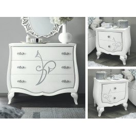 Comodino con 2 cassetti e decoro in camera da letto