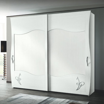 Armadio a 2 ante scorrevoli con decorazioni floreali