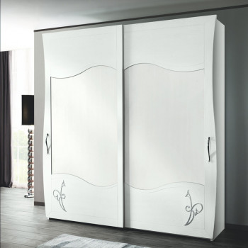 Armadio 2 ante scorrevoli, dettaglio decori floreali