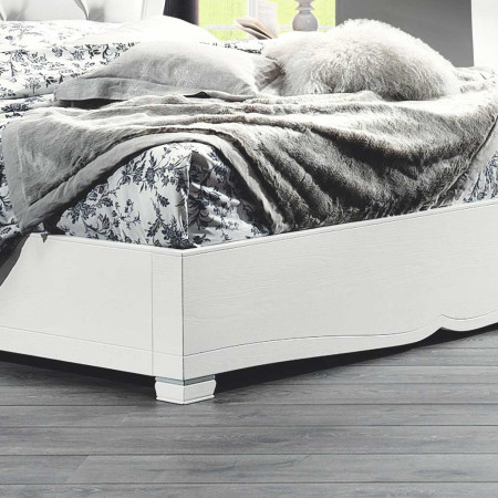 Camera Chantal, specchiera con cornice in legno bianco