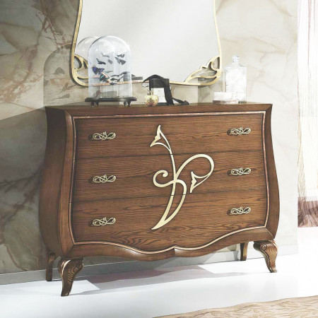 Comò in legno massello classico contemporaneo con decorazioni floreali