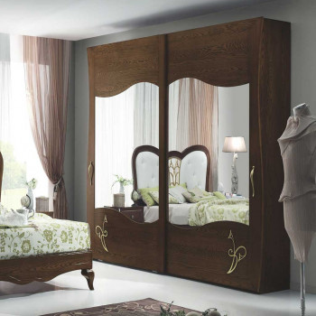 Armadio 2 ante con specchi e decorazioni floreali