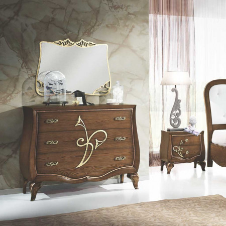 Armadio 2 ante con specchi e decori, dettaglio rilievi
