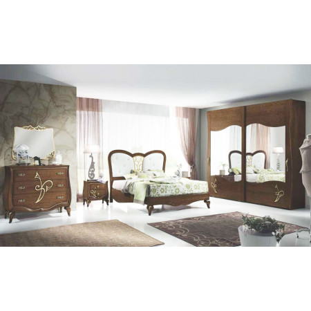 Armadio 2 ante con specchi e decori in legno