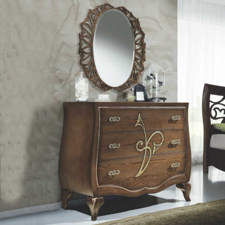 Specchiera ovale traforata con cornice floreale