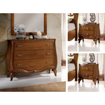 Trittico in legno stile classico, dettaglio del comò