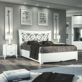 Letto sagomato testata con griglia in legno di frassino