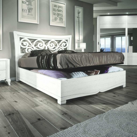 Letto sagoma con griglia e contenitore in legno di frassino