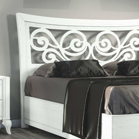 Letto sagoma con griglia e contenitore, dettaglio testata