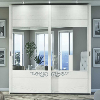 Armadio 2 ante scorrevoli decori floreali specchi