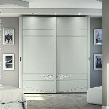Armadio 2 ante scorrevoli con decoro floreale bianco