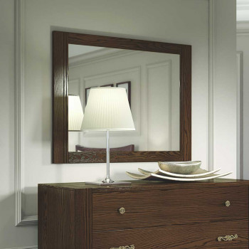 Specchio rettangolare con profilo in massello di frassino