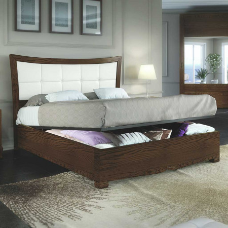Letto imbottito con giroletto contenitore, testata ecopelle