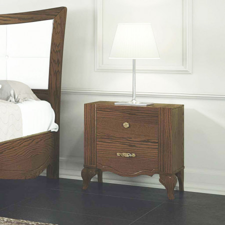 Letto imbottito con giroletto contenitore e comodino in legno