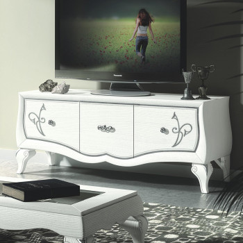 Base con 3 cassetti con decoro floreale bianco