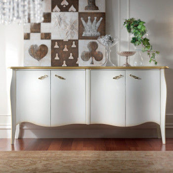 Credenza sagomata quattro ante con dettagli foglia oro