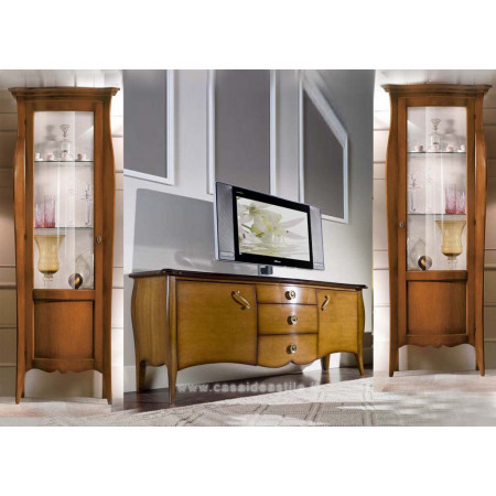 Porta tv con vetrine in legno noce tanganica