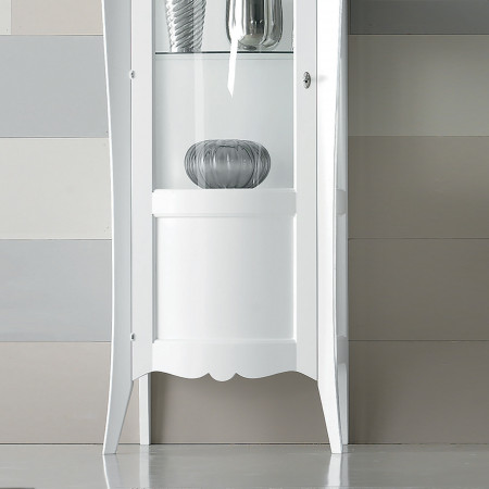 Vetrina una porta in legno noce con vetro curvo