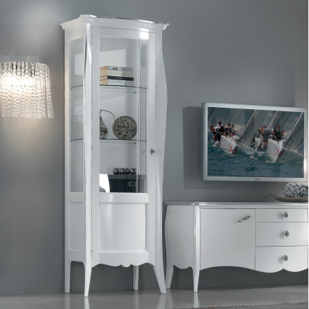 Vetrina una porta vetro curvo dettaglio design