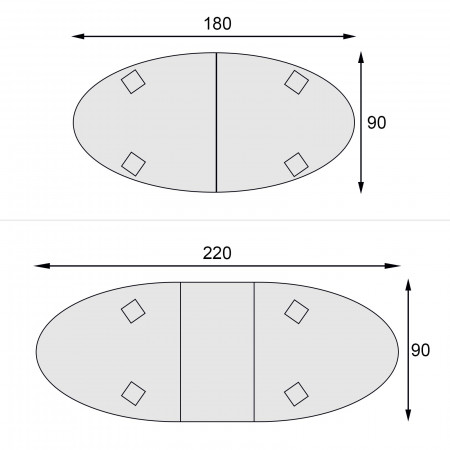 Tavolo da pranzo ovale allungabile 180/220