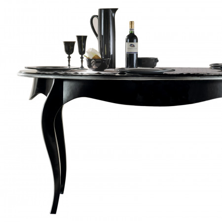 Tavolo da pranzo ovale allungabile elegante in legno nero