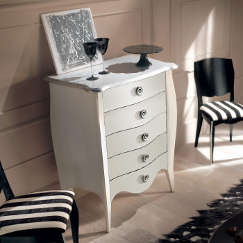 Cassettiera sagomata con 5 cassetti, dettaglio frontale