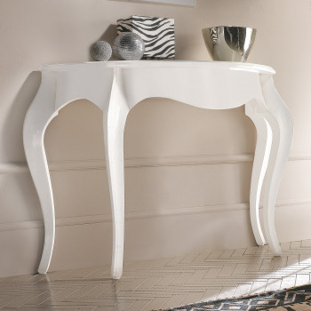 Consolle da ingresso con gambe curve e finitura bianca