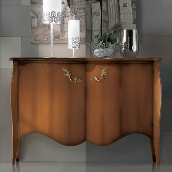 Credenza con maniglie in stile 700, dettaglio legno noce