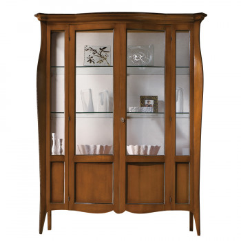 Vetrina 2 porte sagomata legno massello design classico