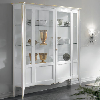 Argentiera sagomata 2 ante con ripiani e dettagli dorati