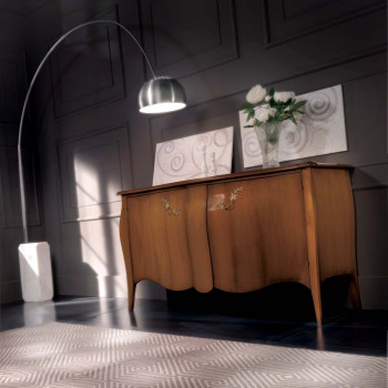 Credenza sagomata maniglie 700, dettaglio legno noce